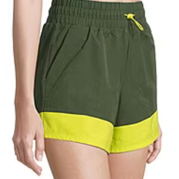 NEW! Xersion Workout Sport Shorts Green Yellow High Rise Small Quick Dry Stretch - Picture 8 of 12